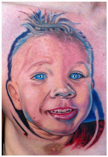 Beautiful realistic color little girl portrait chest tattoo tattoo art   TikTok