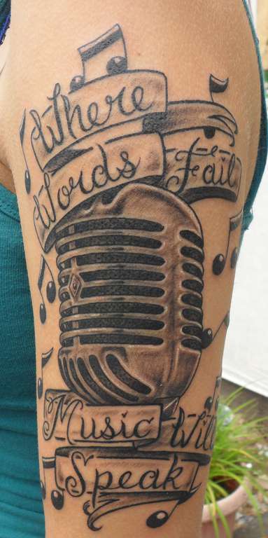 Ministry Ink  Old mic microphone mictattoo oldschool oldschooltattoo  tattoo tattooart tattooed tattoos music notes sheetmusic musictattoo  musictattoos bnw ministryink  Facebook