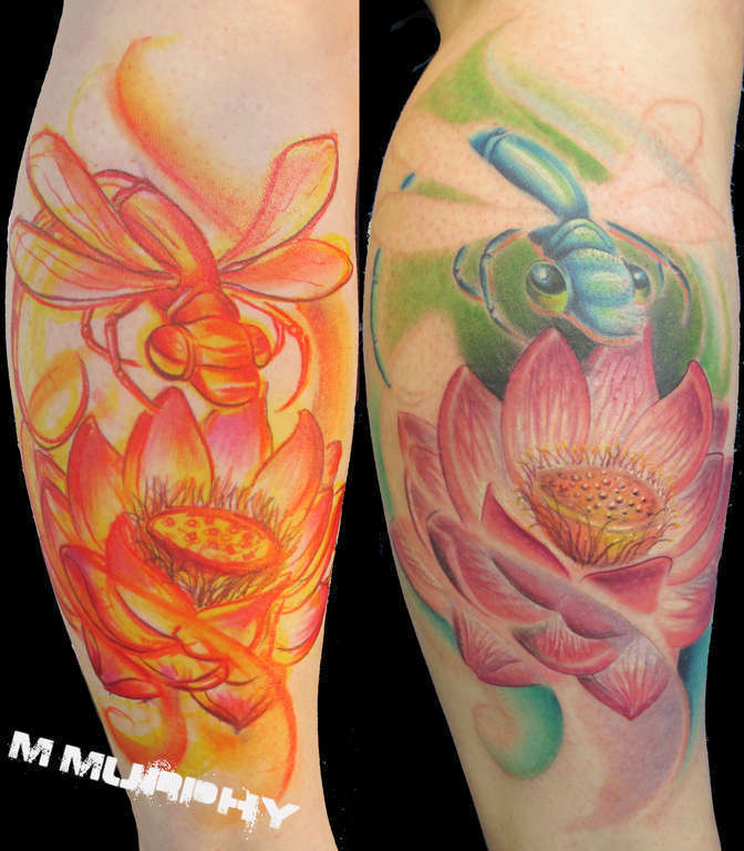 Hyperspace Studios  Tattoos  Flower Lotus  Dragonfly over Flowers