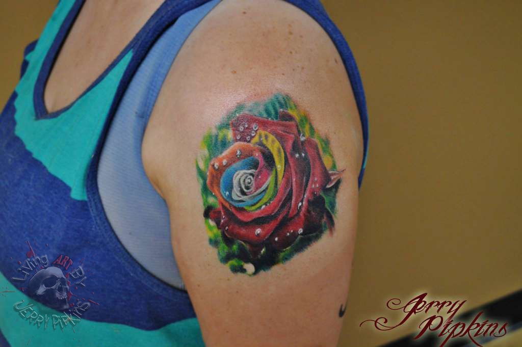 ZEN TATTOO  rainbow roses painted with vegan tattoo ink