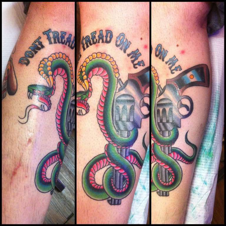 Dont Tread on Me Snake and Yellow Roses by Holly Azzara  Tattoos