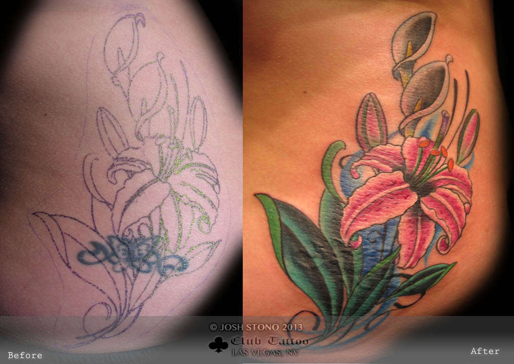 Stargazer Lily coverup tattoo by Boston Rogoz TattooNOW