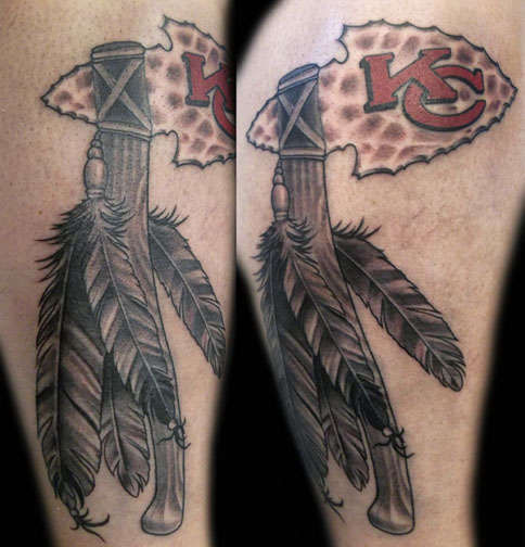 Tattoo shop was finally able to open up and finish my tattoo  r KansasCityChiefs