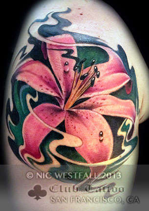 Club-tattoo-nic-westfall-san-franciso-skull-hibiscus-flower