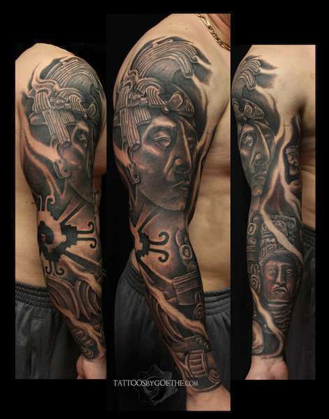 Aztec Emperor Tribal Tattoo Sleeve   AZTEC TATTOOS  Warvox Aztec Mayan  Inca Tattoo Designs