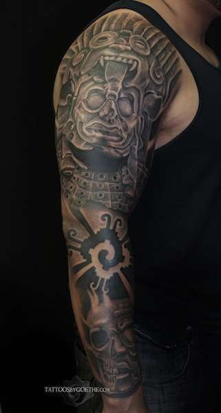Dotwork Mayan Gods Tattoo Idea  BlackInk