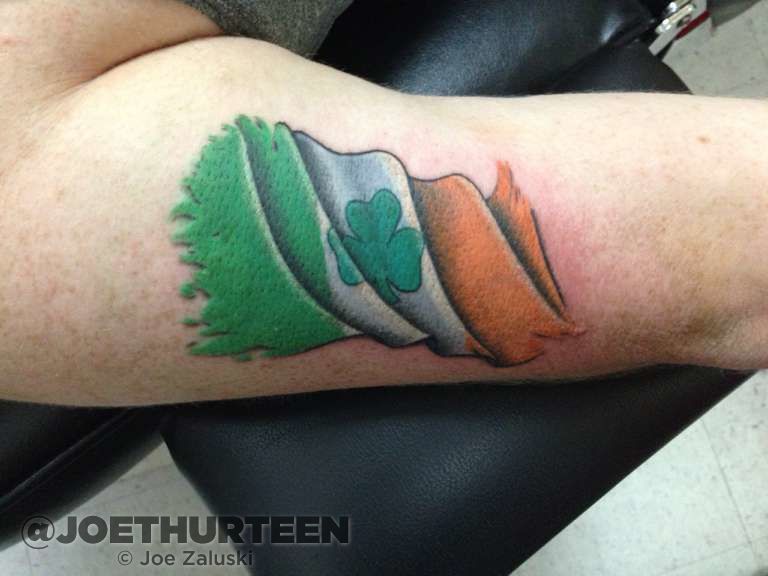 waving irish flag tattoo