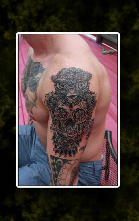 owl skull tattoo arm