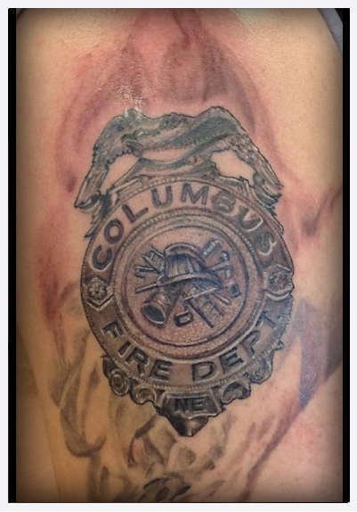 Eternal_tattoo_dano_miller_columbus_fire_department_firefighter_badge_sheild