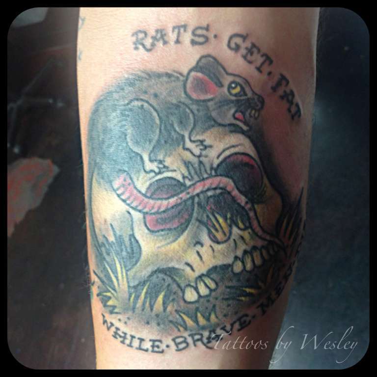Old School Traditional Rat Head Mens Arm Tattoo  Rat tattoo Tattoo  designs men Mouse tattoos