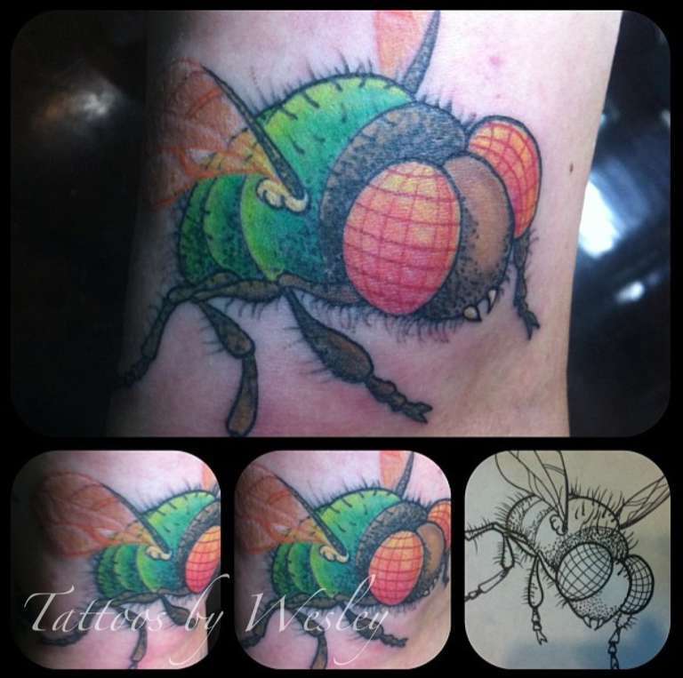 Stag and Dagger Tattoo  A neo traditional hover fly Lewis did for Charlie  a few months back Thanks for looking   Facebook