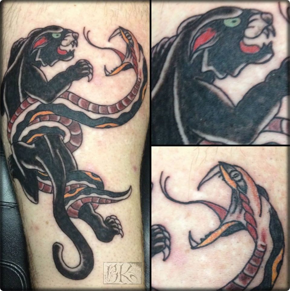 My first tattoo, a traditional panther, done in loving memory of my  grandpa. Savage Ink Tattoo Studio, MI : r/TattooDesigns