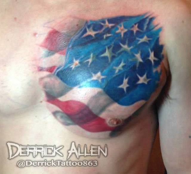 american flag chest tattoos