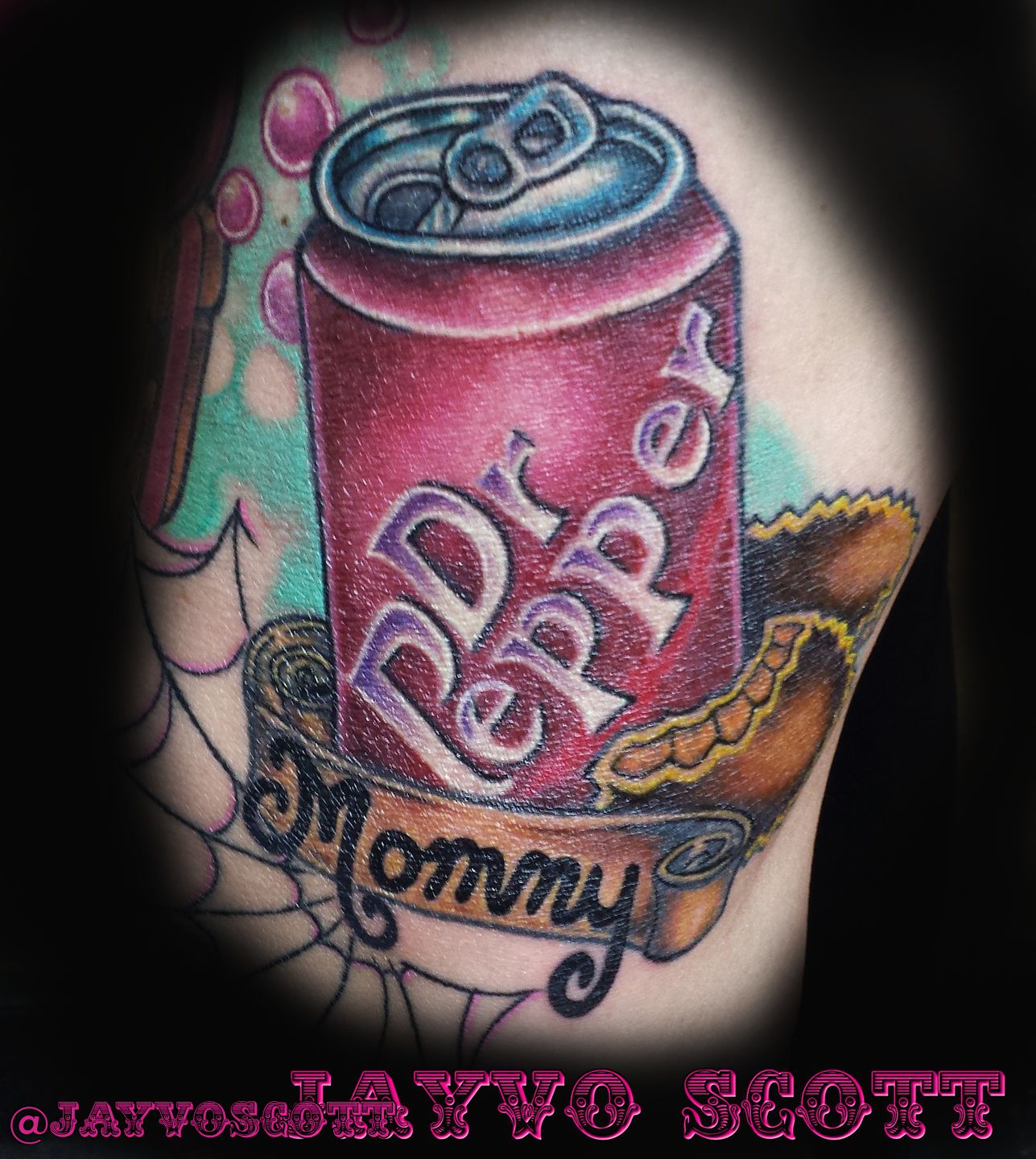 jayvoscott:artist-jayvo-scott-dr-pepper -23-flavors-drinks-mommy-reeses-peanut-butter-cups-waterloo-tattoo -storage-neotat-machines-drink-beverage-logo-brand