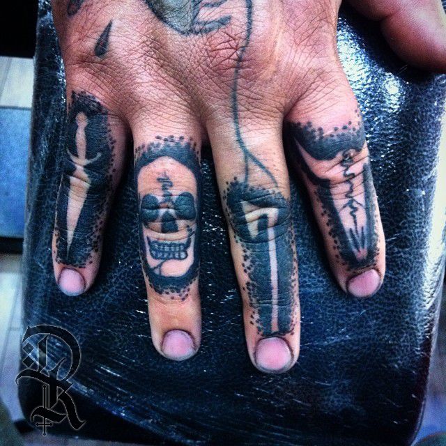 Blackwork Bone Dagger Tattoo  TATTOOGOTO