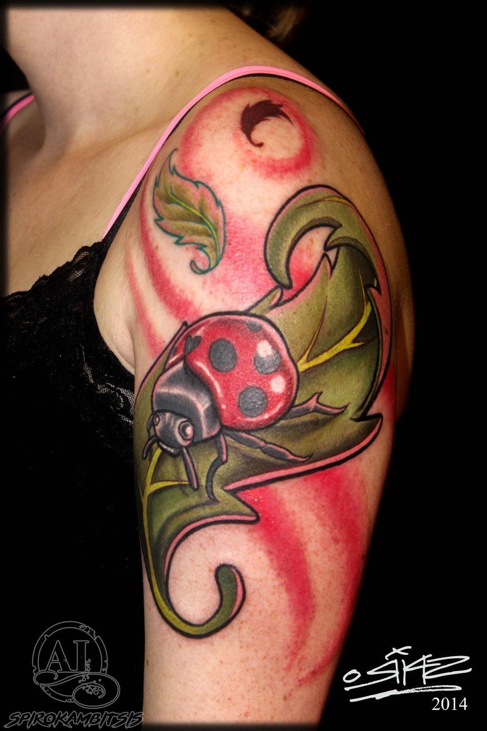 Tattoo uploaded by Brandon Adams • #ladybug and a #mandala for Brooklyn's  #kneetattoo #neotraditional • Tattoodo