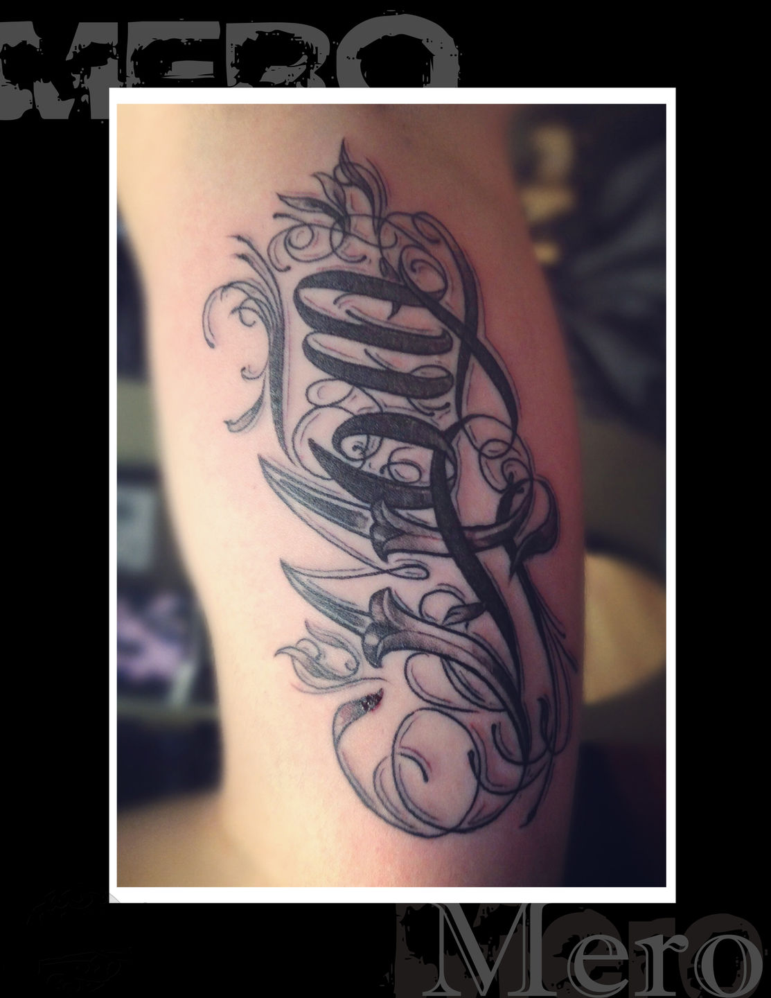 tattoos and art by freak — Did this today…#script #lettering #mom #crown...