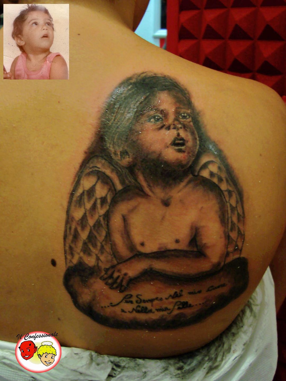 Angel Tattoo Studio & Tattoo Training Institute - Angel tattoo studio &  tattoo training institute Portrait tattoo design ( Story behind this tattoo:  a guy who's father passed away when he was