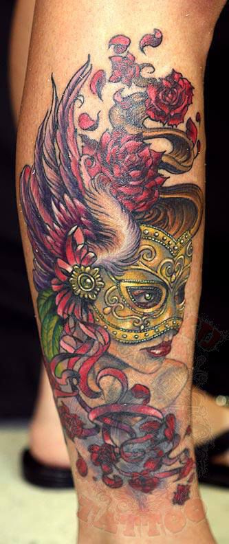 30 of the Most Beautiful and Mysterious Venetian Mask Tattoos and Their  Meaning  KickAss Things  Mask tattoo Venetian mask tattoo Masquerade  tattoo