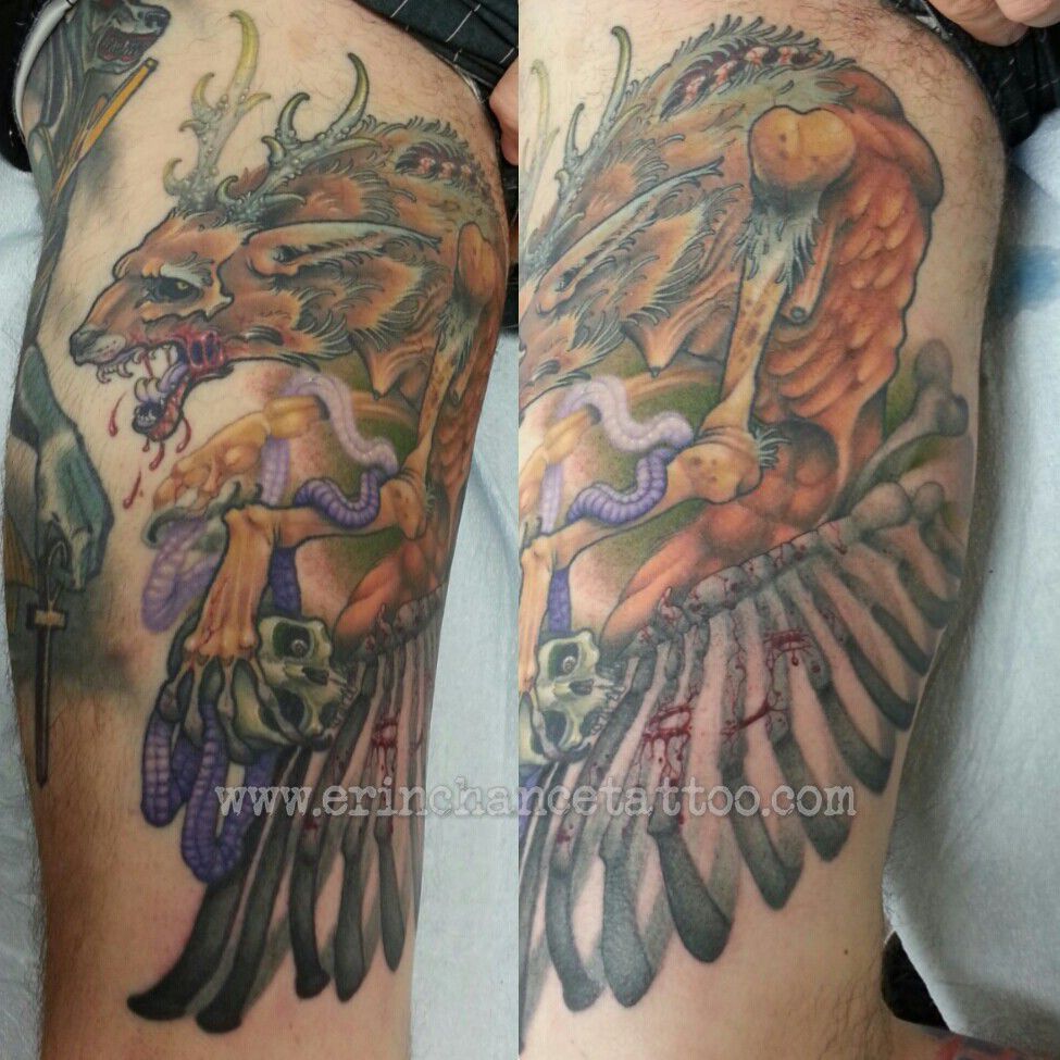 A Wendigo from Nate  HungryHeartTattos  tattoos  Tattoos Satanic  tattoos Spooky tattoos