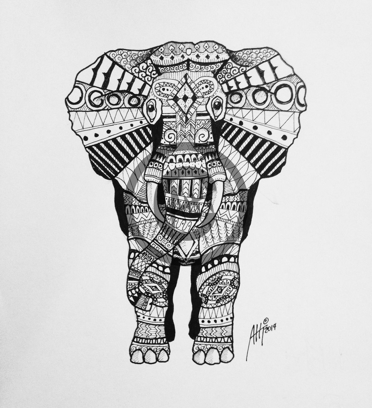 aht:indian-elephant-indian-elephant-design-pattern-maori-black-work ...