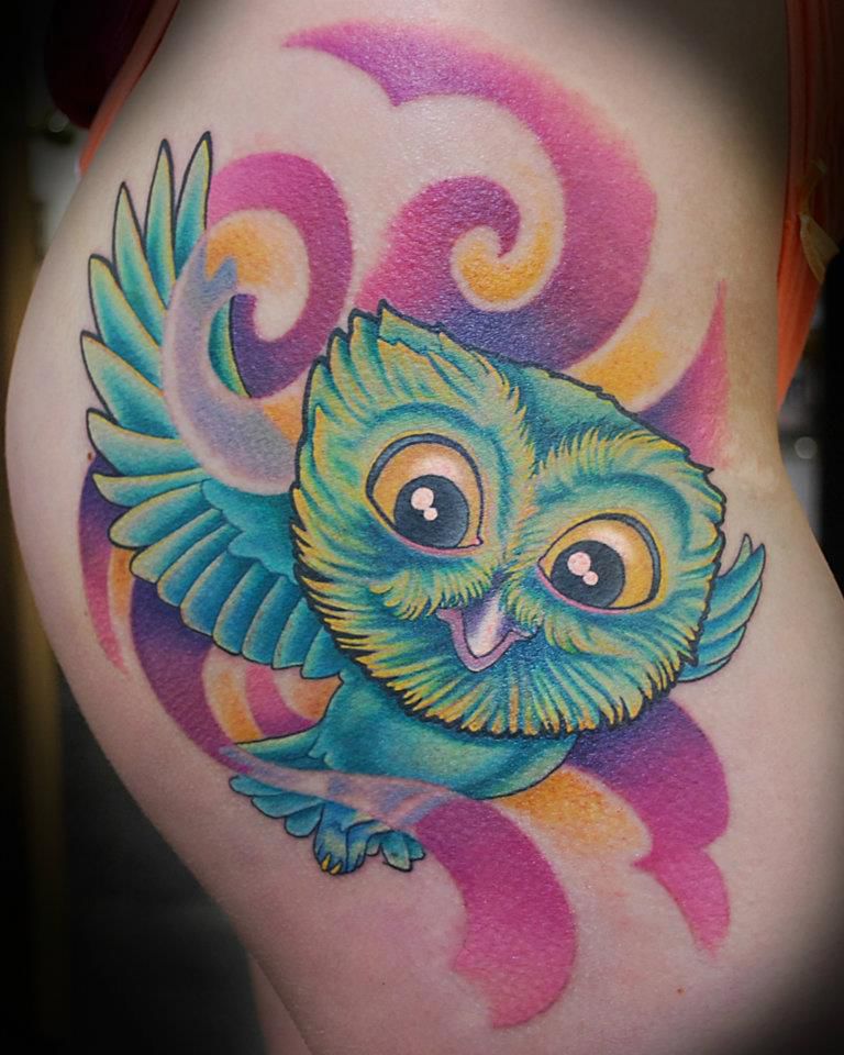new school girly owl tattoos