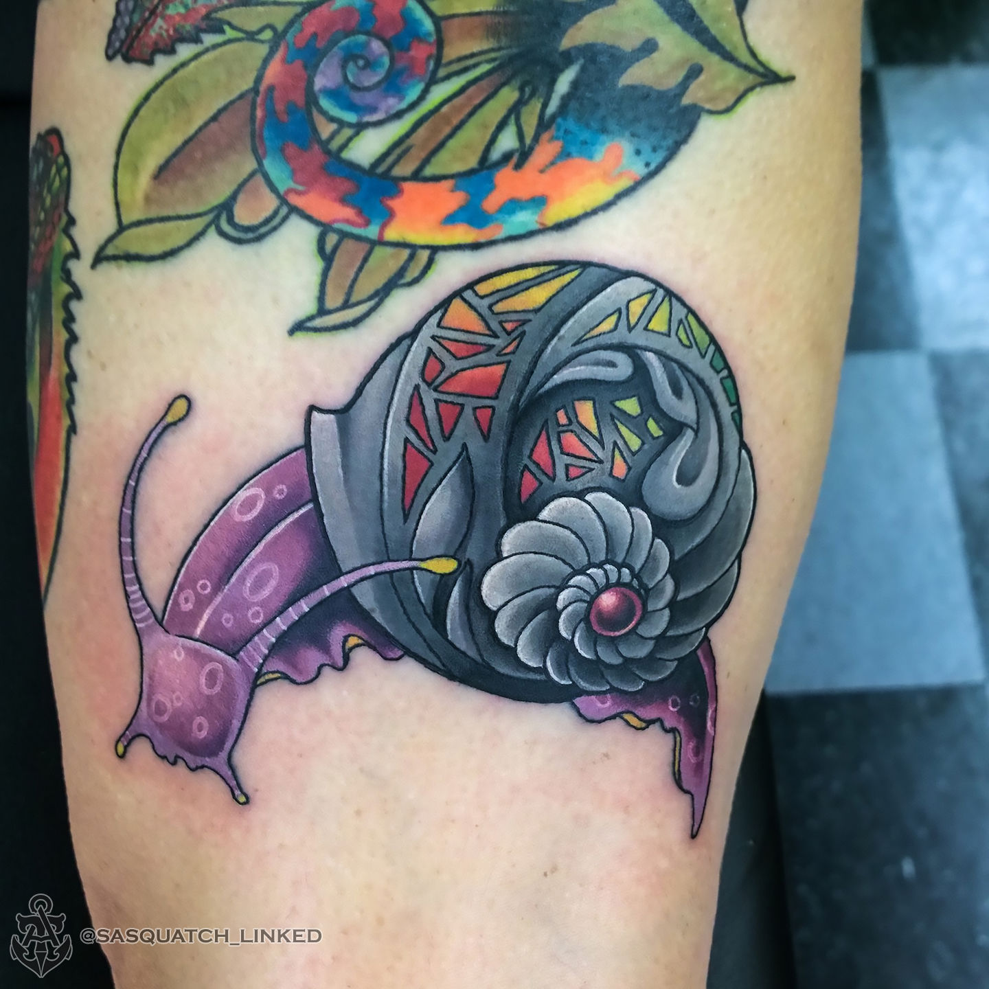 Fire snail  skull Done by Matt Curzon guest spot Branded Tattoo  Nashville TN  9GAG