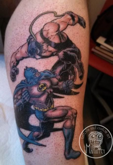 shawnmahaffey:batman-vs-bane-tattoo-customtattoo-batman-bane -dc-shawnmahaffey