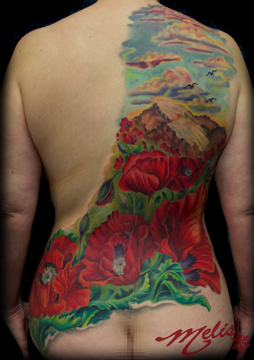 Melissa-fusco-colorado-denver-tattoo-artist-poppy-field-mountain-backpiece-jpg