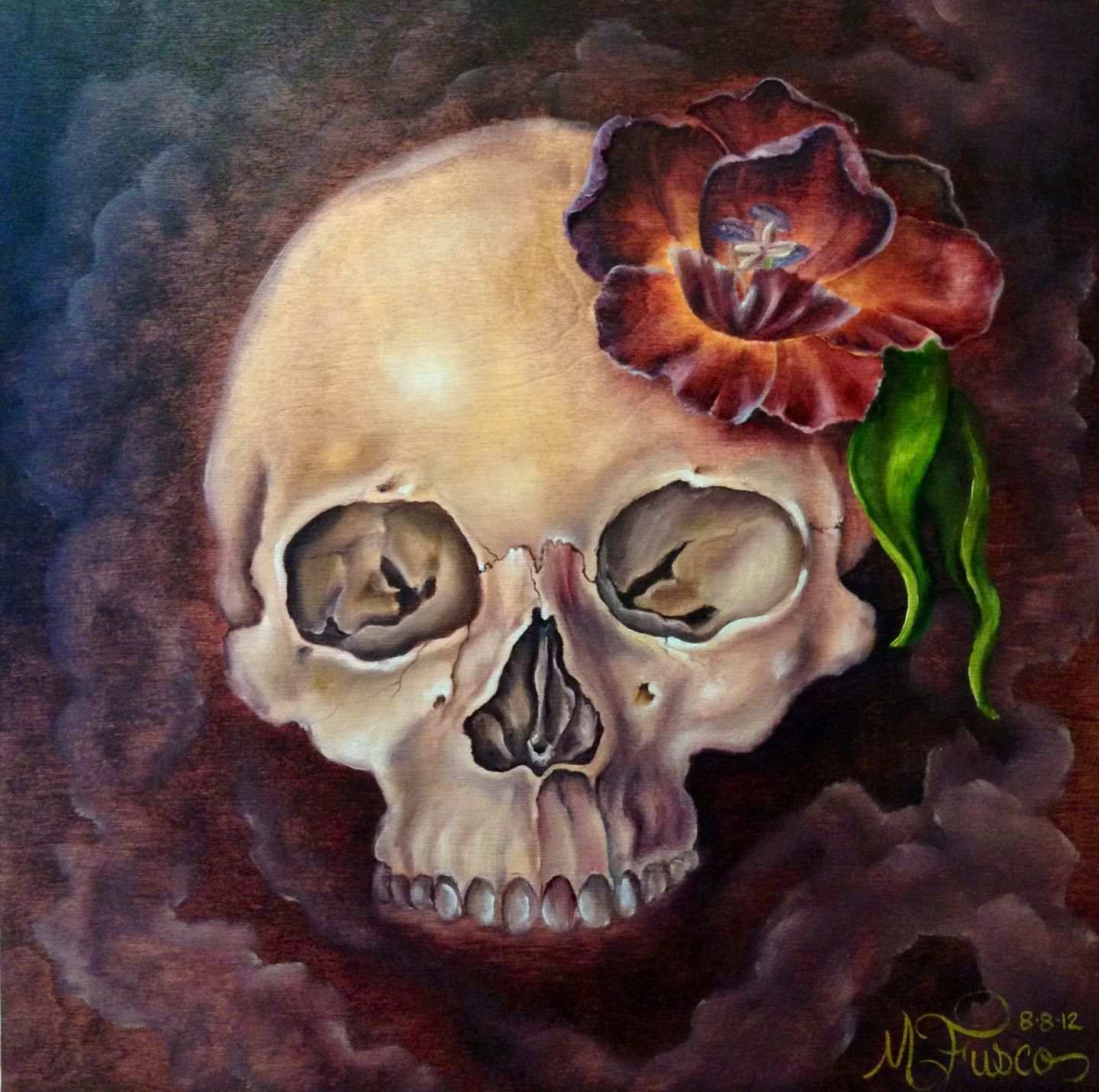 Melissa-fusco-arizona-colorado-tattoo-artist-oil-painting-skull-tulip-jpg