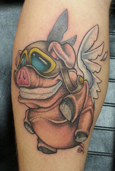 Flying pig I got to do. #watercolor #cute #fyp #pig #smalltattoo #ta... |  TikTok