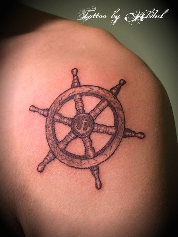 ShipHelm Tattoo Picture | Elbow tattoos, Nautical tattoo, Traditional tattoo