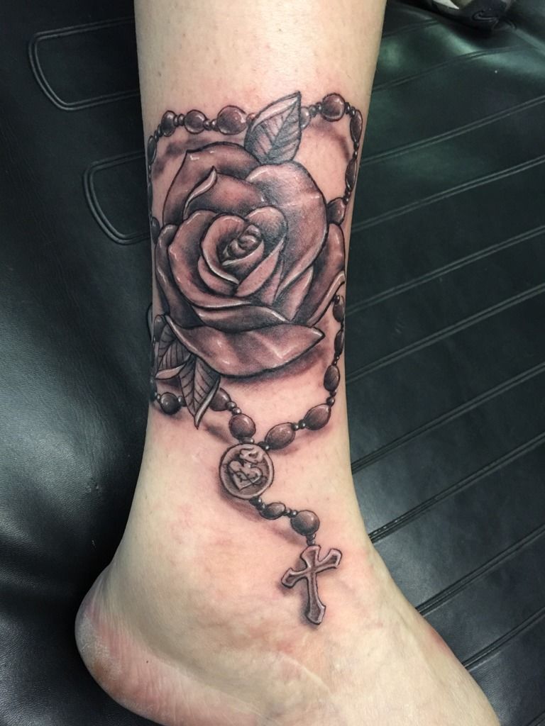 Black and grey rose  rosary tattoo by Jesse done at old town ink I   TikTok