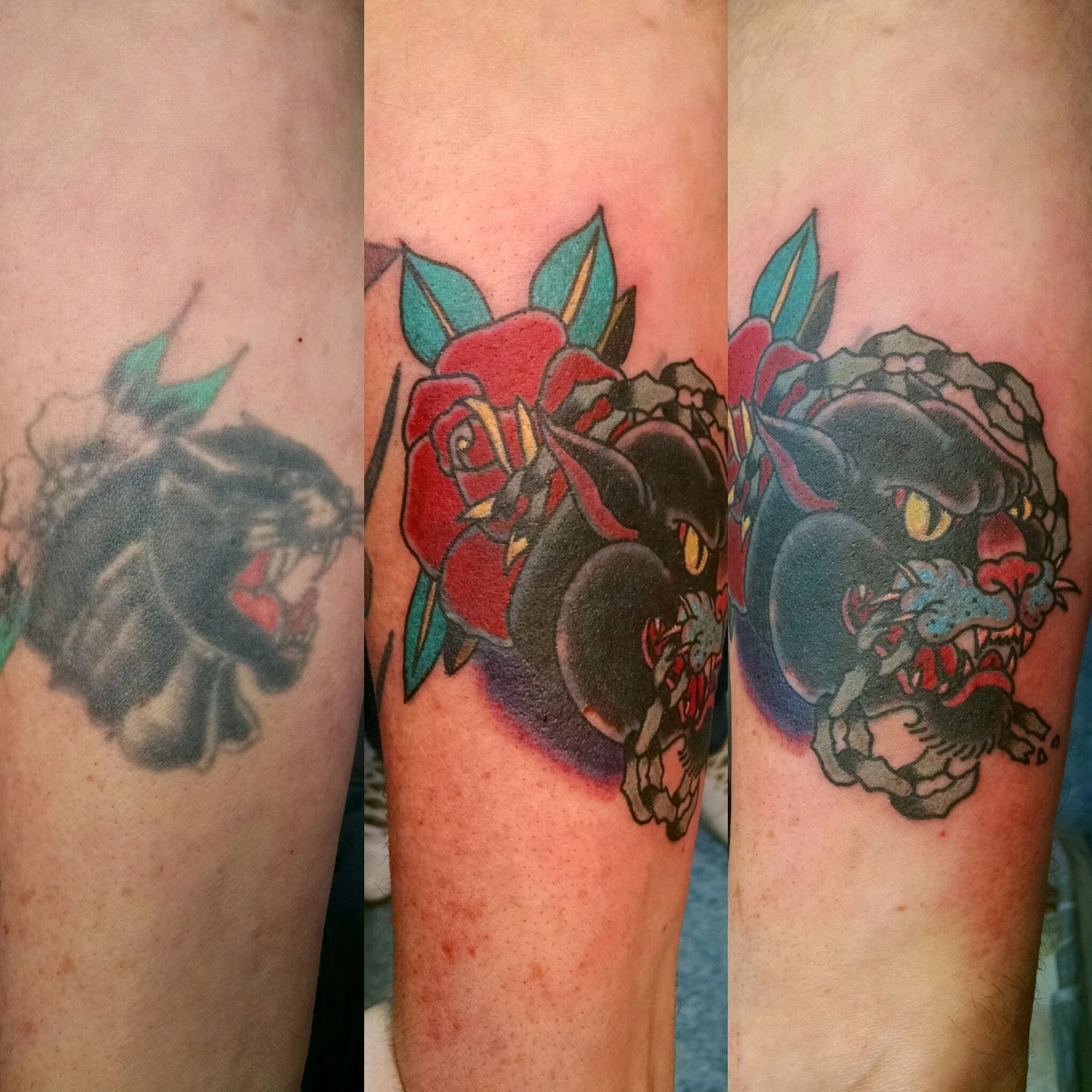 Tattoo of Cover Up Panthers Animals