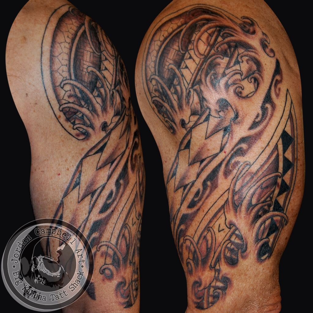 Tribal dolphin and waves by Sean OHara TattooNOW
