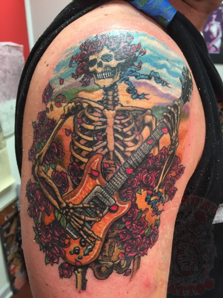 Share more than 71 skeleton playing guitar tattoo best  incdgdbentre