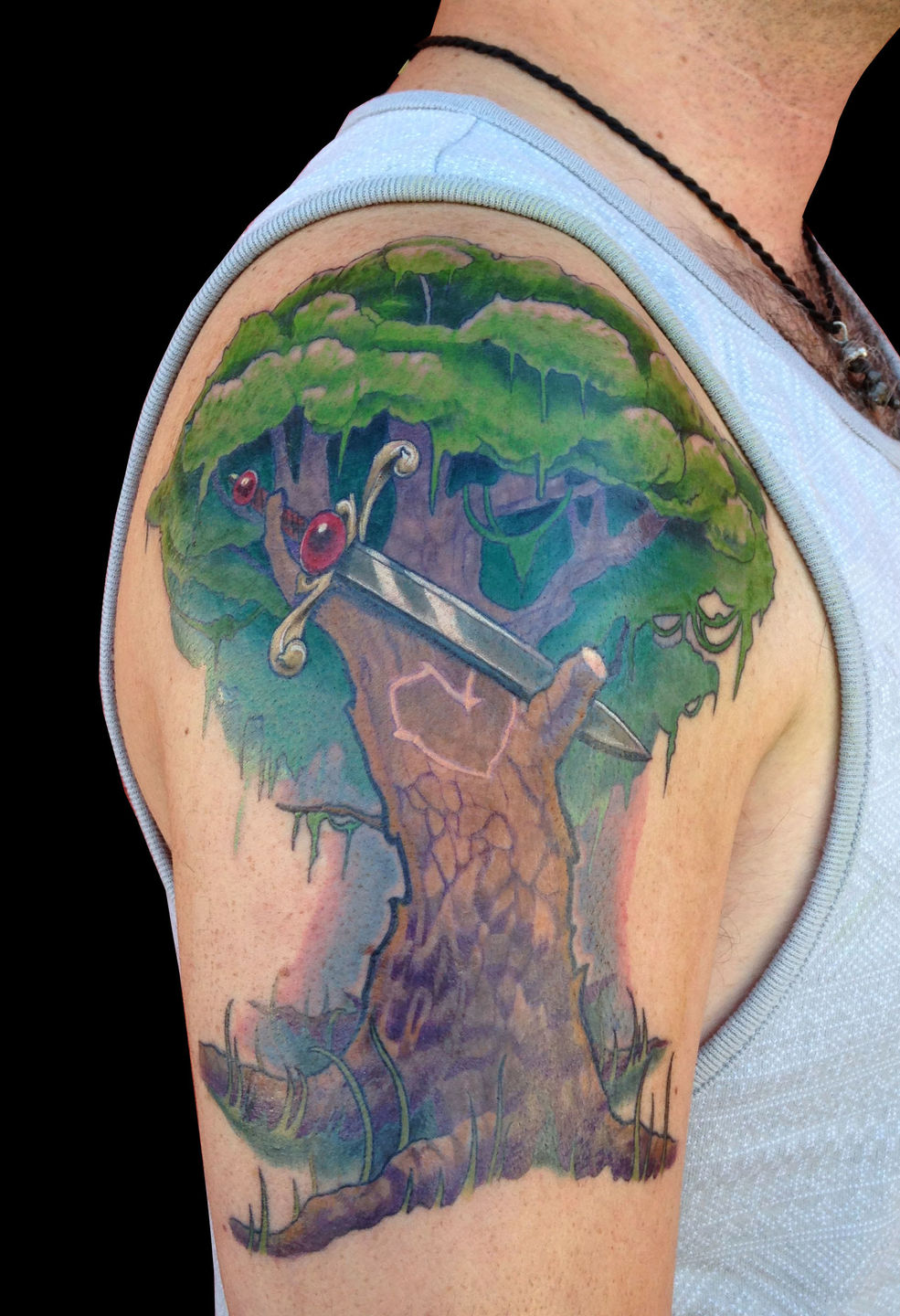 Color Cardinal Cherry Blossom Tree Memorial tattoo by Dimas Reyes : Tattoos