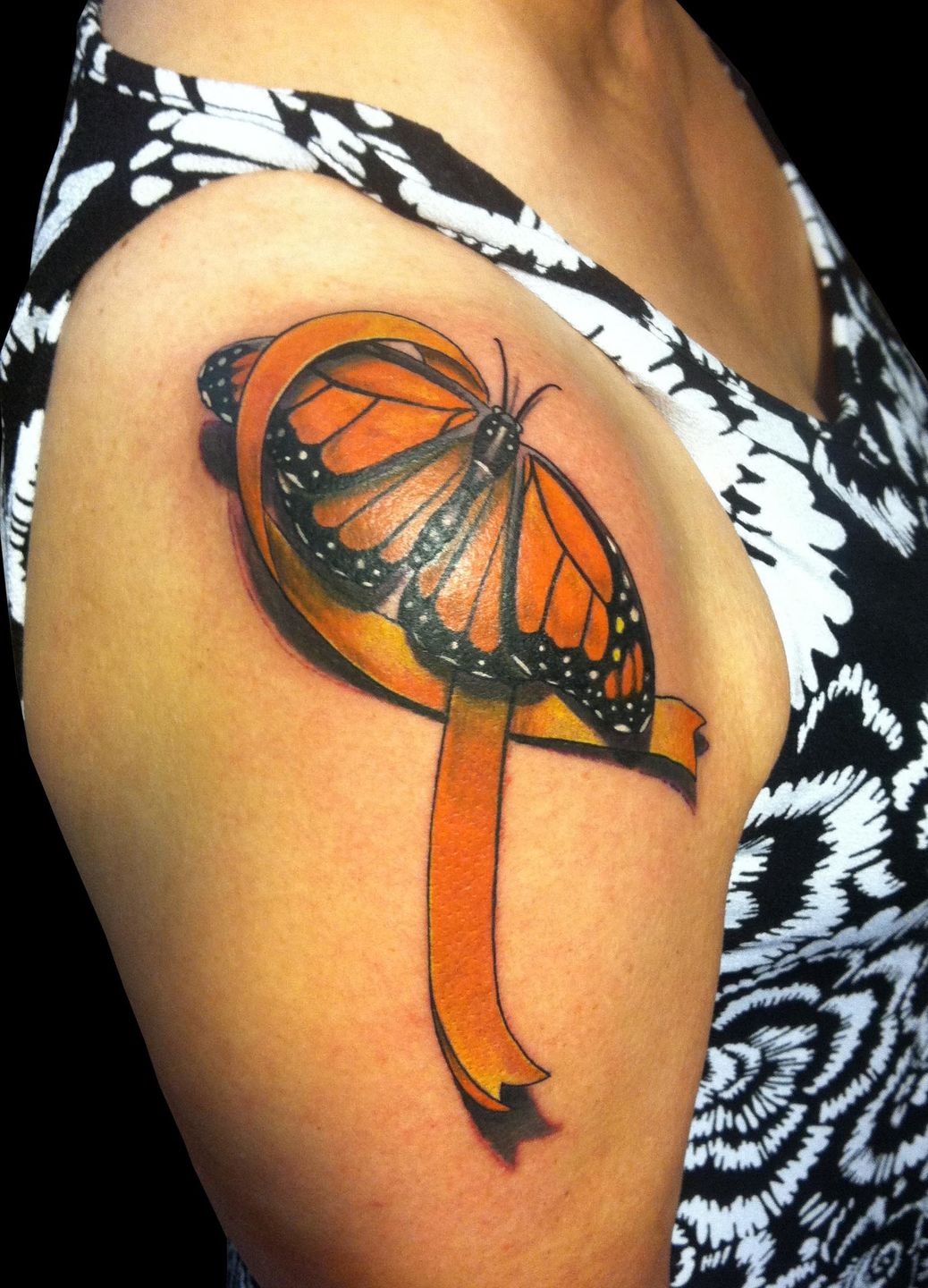Orange Ribbon Tattoo  Tattoo for a week