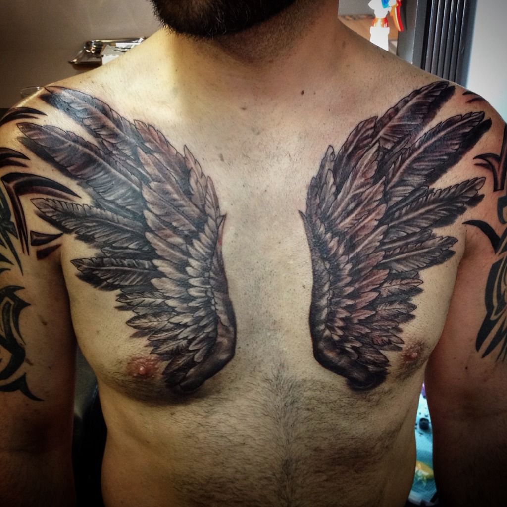 saneltattoos:chest-wings-tattoo-by-me