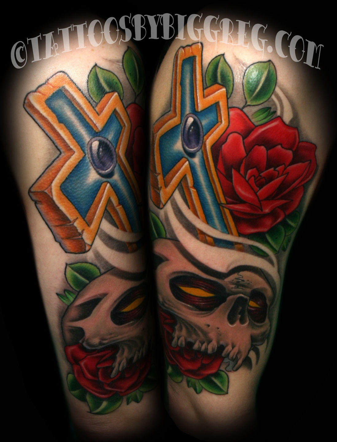 Ron cross skull by Darrin White TattooNOW