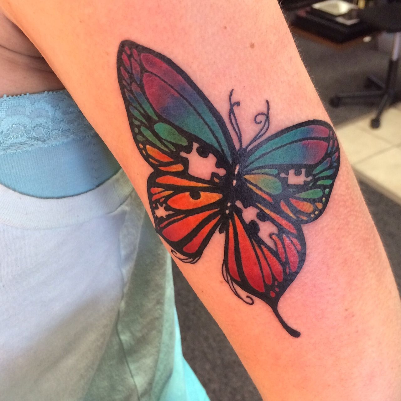 ryanspencer:autism-butterfly-color-tattoos-color-tattoo-butterflytattoo- autism-bright-color