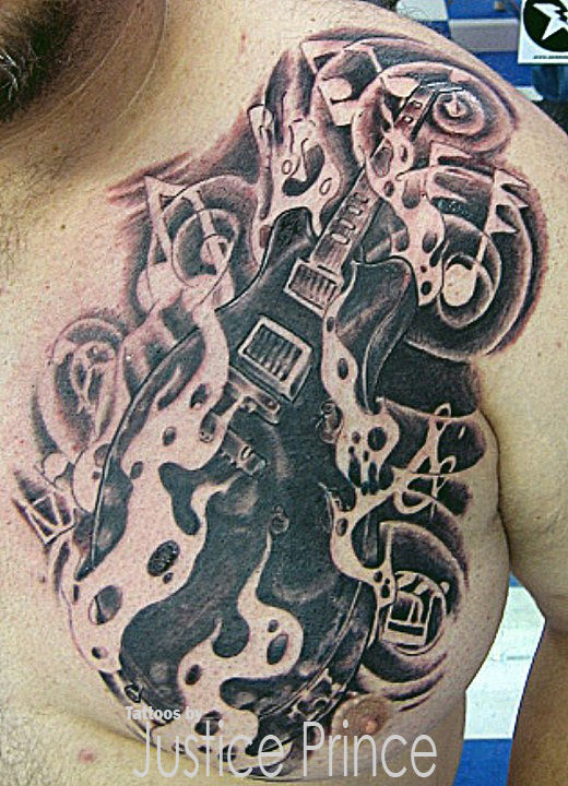thejusticeprince:custom-coverup-97-les-paul-double-cut-guitar-over-name -on-chest-guitar-musical-instruments-music-notes-coverup-tattoo-les-paul