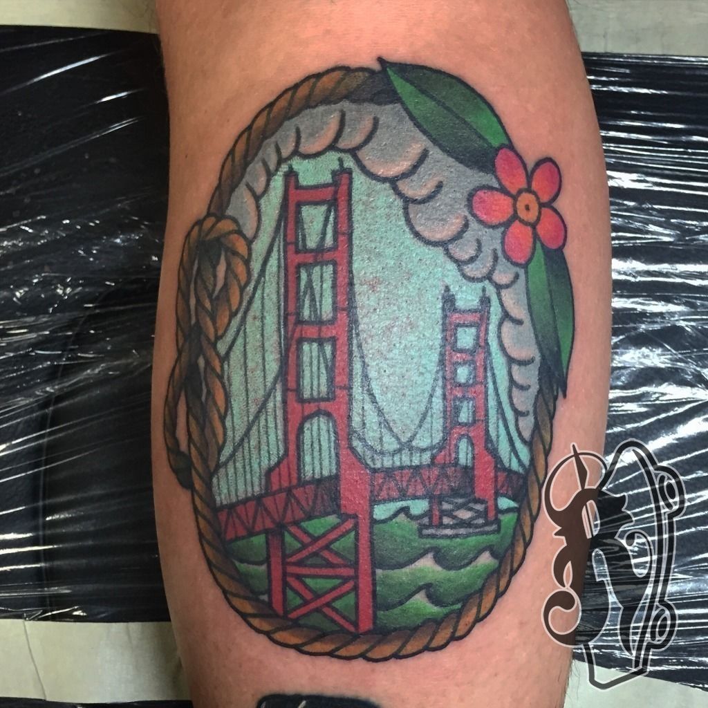 Realism Golden Gate Bridge Tattoo Idea  BlackInk