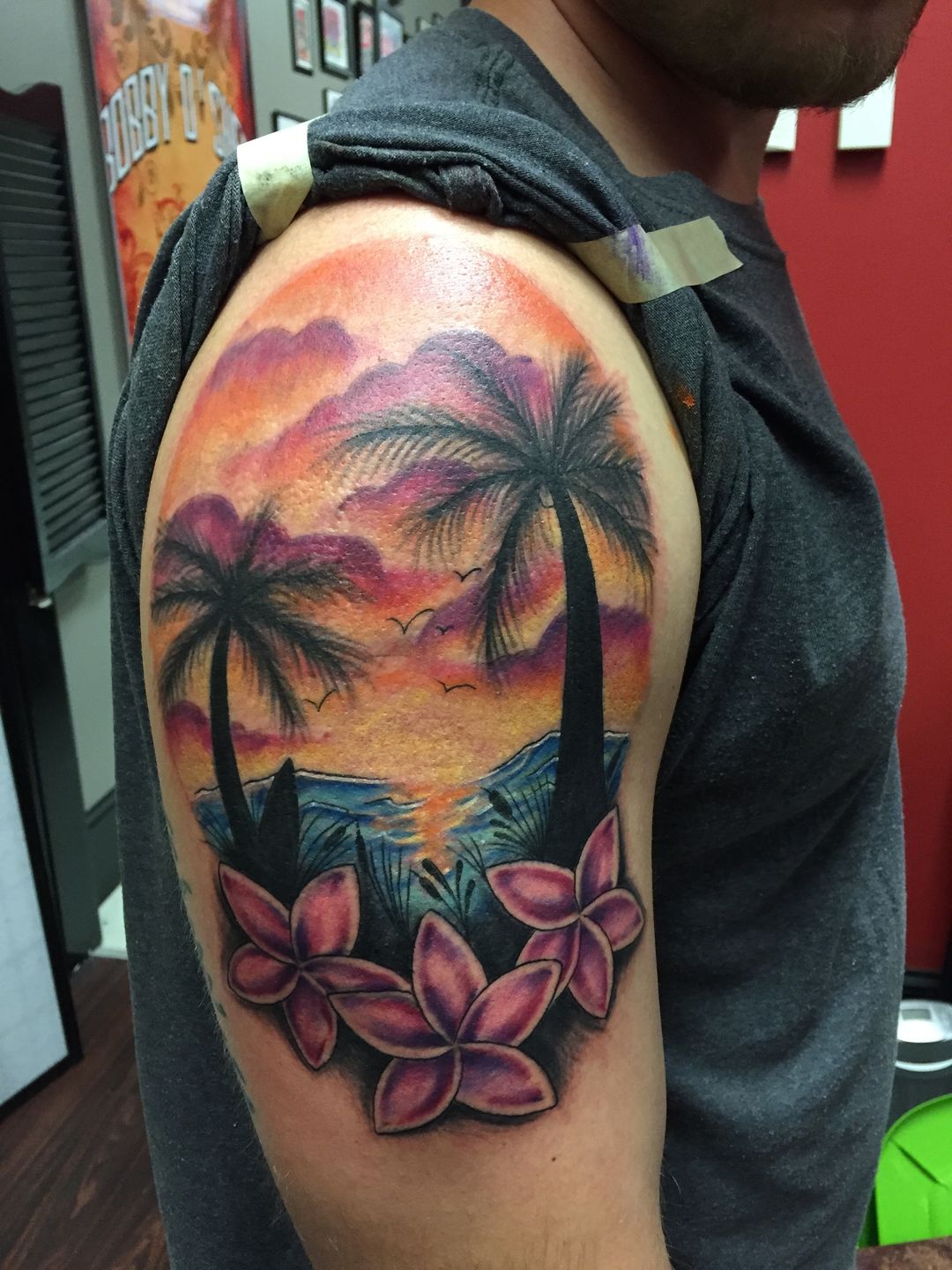 30 Sunset View Palm Tree Tattoos