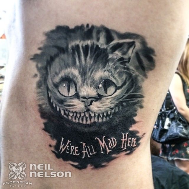 FYeahTattooscom  Were all mad here Cheshire cat Alice in