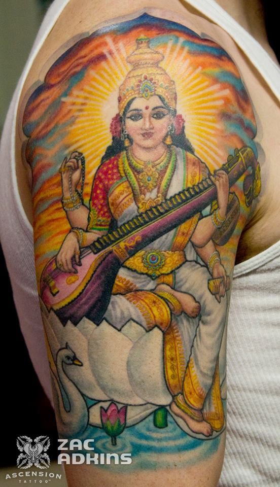 Tattoosday (A Tattoo Blog): Fabiana's Saraswati Tattoo