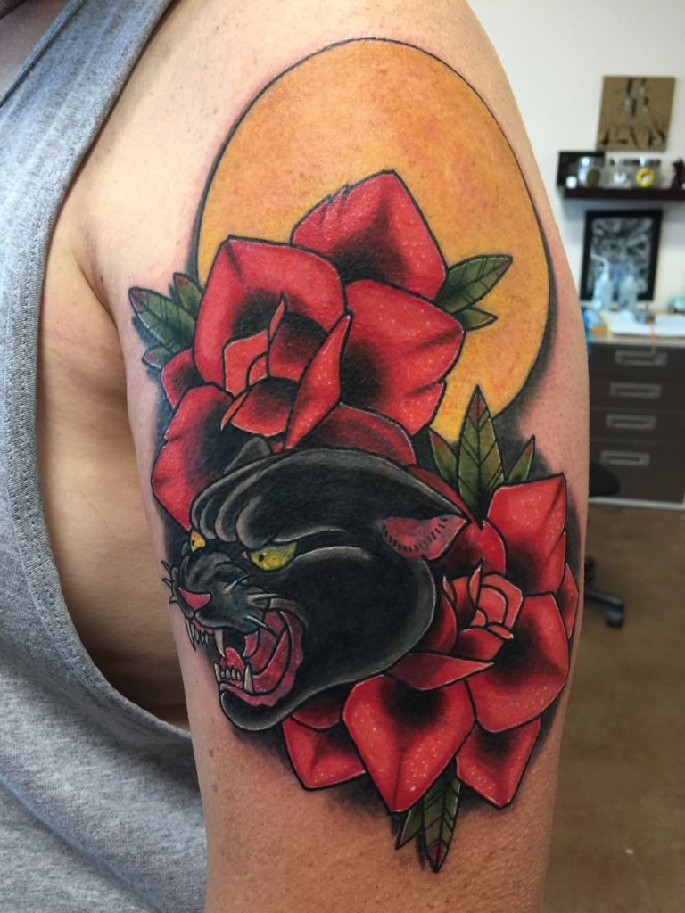 Tattoo Snob on Tumblr: Rose Panther tattoo by @juliusvargas_paragon at  Paragon Tattoo in Moreno Valley, CA #juliusvargas #paragontattoo  #morenovalley...