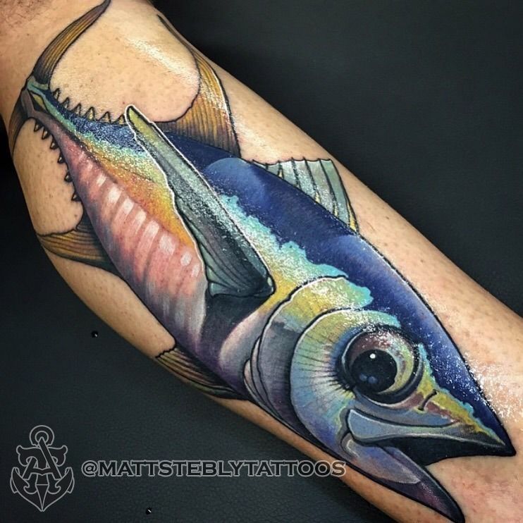 Tattoo of Ahi Yellow fins tuna tattoo  custom tattoo designs on  TattooTribescom