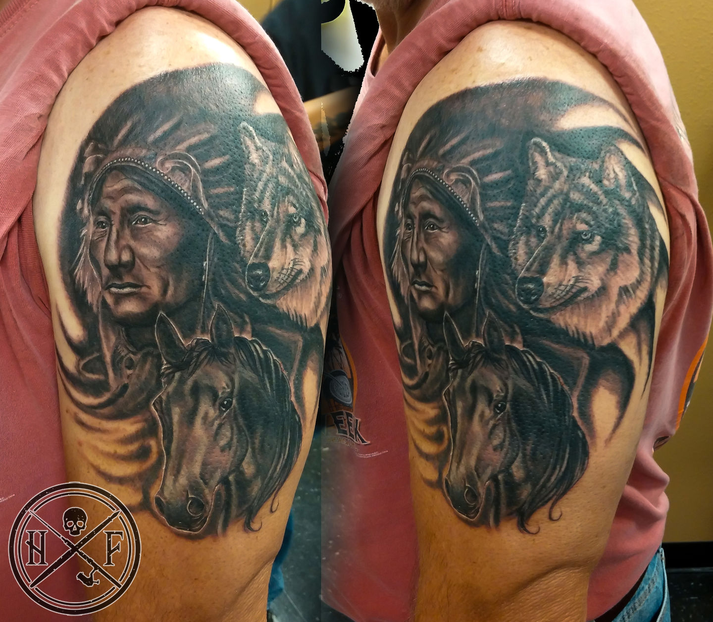 Realistic Indian Horse Thigh Tattoo by Valentina Riabova