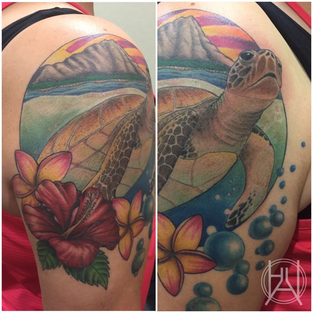 plumeria turtle tattoo